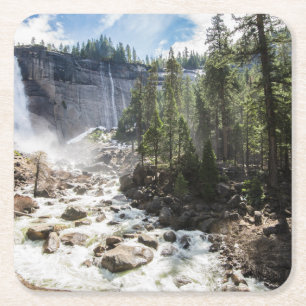 Waterfalls   Nevada Fall, Yosemite, CA Rechteckiger Pappuntersetzer