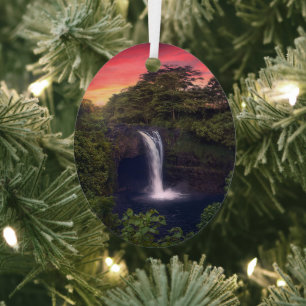 Waterfalls   Rainbow Falls, Hilo, Hawaii Ornament Aus Metall