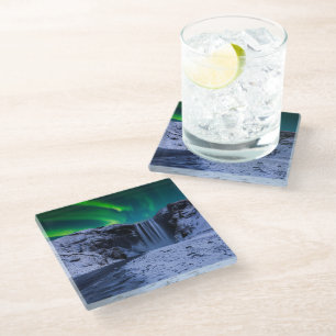 Waterfalls   Skógafoss Waterfall Glasuntersetzer