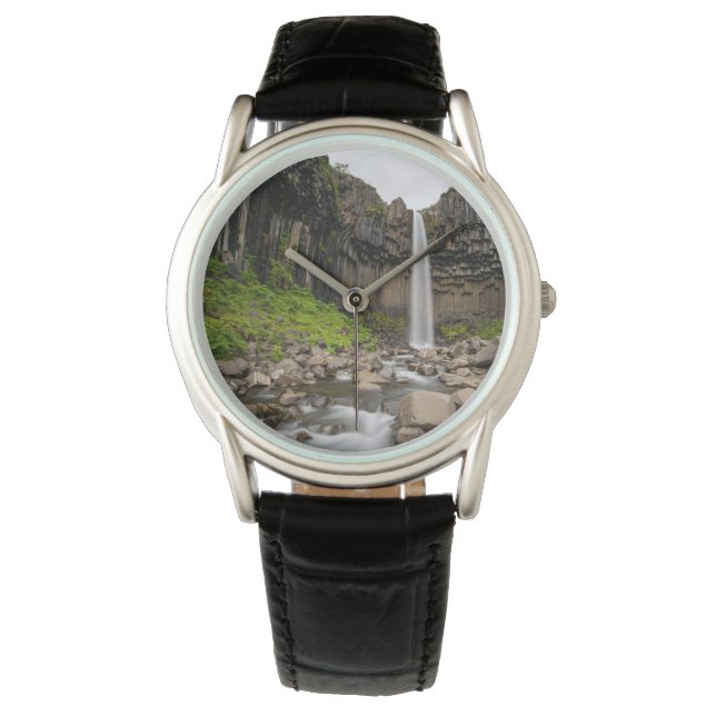 Waterfalls | Svartifoss Waterfall, South Iceland Armbanduhr (Vorderseite)