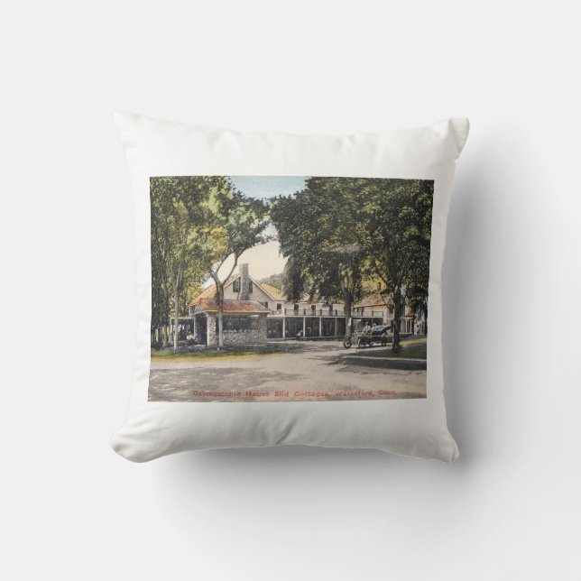Waterford CT, Connecticut, Inn und Hütten Postc Kissen (Vorderseite)