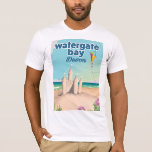 Watergate Bay Devon Sandburgen-Ferienposter T-Shirt
