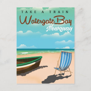 Watergate Bay, Newquay Vintages Reiseplakat Postkarte