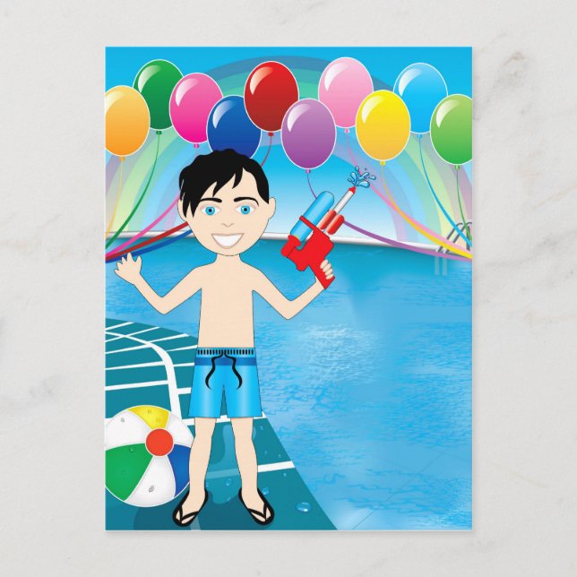Watergun Pool Boy Postkarte (Vorderseite)