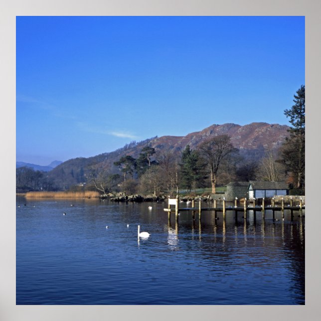 Waterhead Ambleside England Postkartenkissen Poster (Vorne)