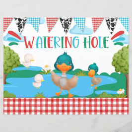 Waterhole Barnyard Animal Duck Party Table Sign