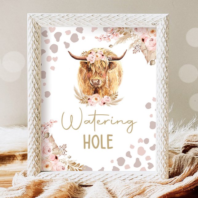 Waterhole Highlander Kuh Boho Farm Geburtstag Poster (Von Creator hochgeladen)