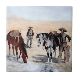 Watering Time Western Art von Edward Borein Fliese