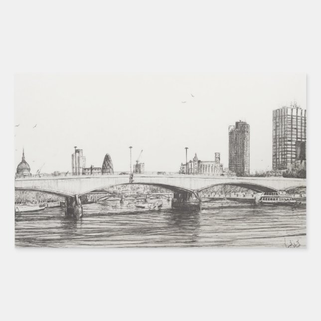 Waterloo Bridge London. 31/10/2006 Rechteckiger Aufkleber (Vorderseite)