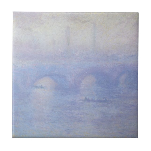 Waterloo Bridge, Mist-Effekt von Claude Monet Fliese (Vorderseite)