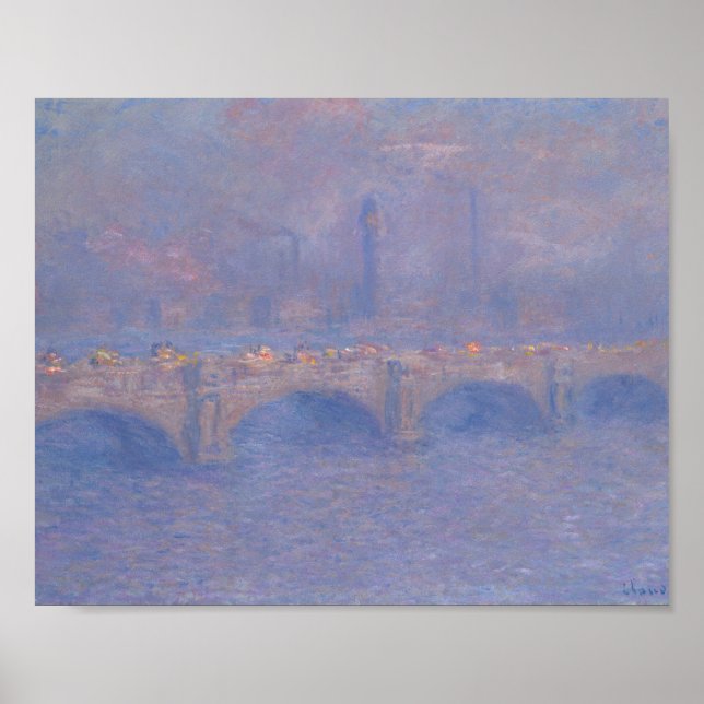 Waterloo Bridge Sonnenlicht Wirkung Monet Malerei Poster (Vorne)