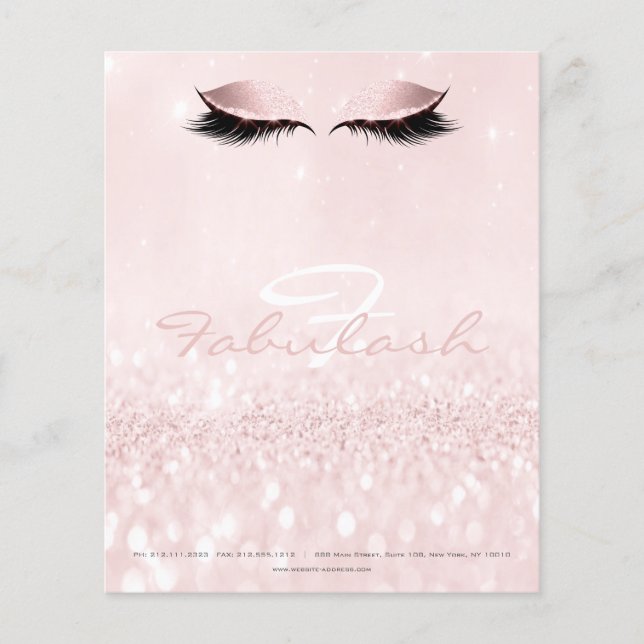 Watermark Eyes Lashes Makeup White Name Monogram Flyer (Vorne)