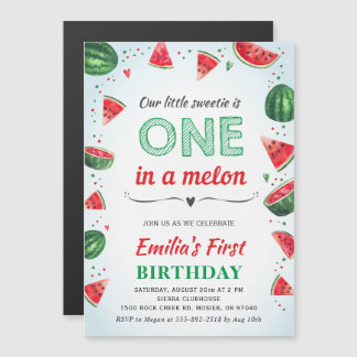 Watermelon 1. Geburtstagsparty Sommer Magneteinladung