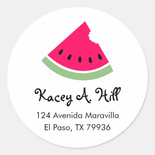 Watermelon Address Labels Runder Aufkleber (Vorderseite)