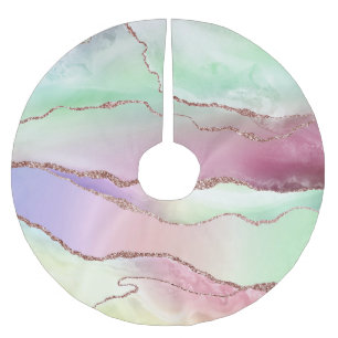 Watermelon Agate Neo Mint Green und Cassis Pink Polyester Weihnachtsbaumdecke