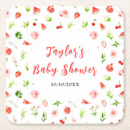 Watermelon and Pomegranate Baby Shower Rechteckiger Pappuntersetzer