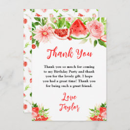 Watermelon and Pomegranate Birthday Party Dankeskarte