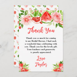 Watermelon and Pomegranate Bridal Shower Dankeskarte