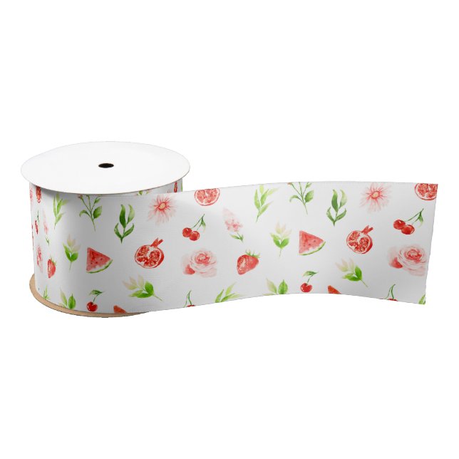 Watermelon and Pomegranate Pattern Satinband (Spule)
