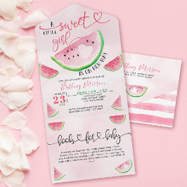 Watermelon Baby Dusche Rosa Bücher für Baby All In One Einladung