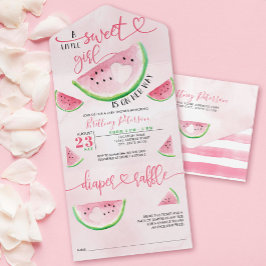 Watermelon Baby Dusche Rosa Windeln Raffel All In One Einladung