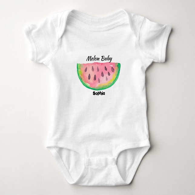 Watermelon Baby Individuelle Name Baby Strampler (Vorderseite)