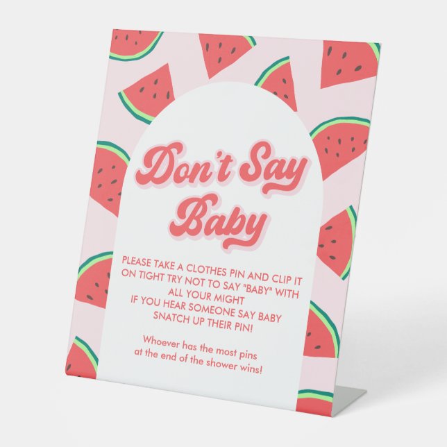 Watermelon Baby Shower Say Baby Game nicht Sockelschild (Vorderseite)