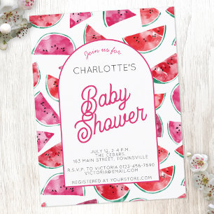 Watermelon Babydusche Einladung Postkarte