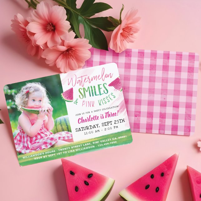 Watermelon Birthday Girl Picnic Party Einladung (Watermelon Birthday Girl Picnic Party Invitation)