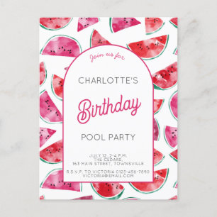Watermelon Birthday Pool Party Postkarte