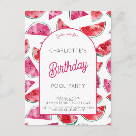 Watermelon Birthday Pool Party Postkarte
