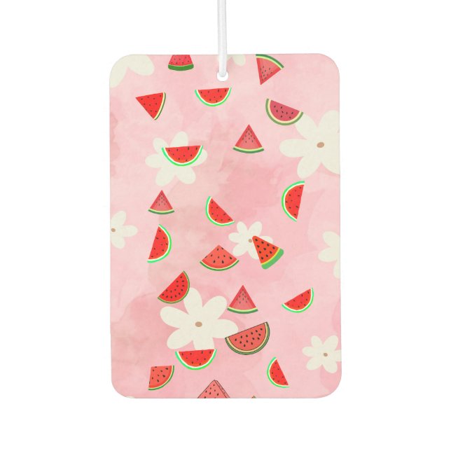 Watermelon Bloom - Fun Summer Floral Pattern" Autolufterfrischer (Vorderseite)