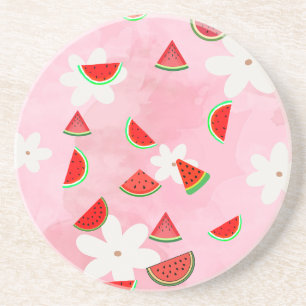 Watermelon Bloom - Fun Summer Floral Pattern" Getränkeuntersetzer
