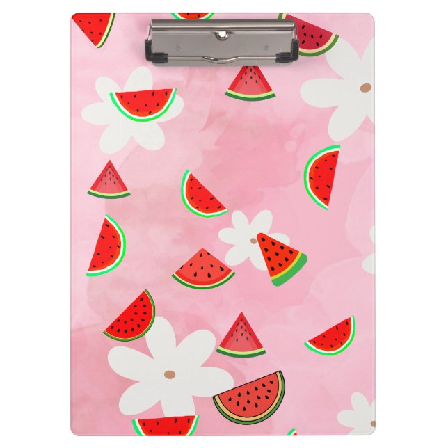 Watermelon Bloom - Fun Summer Floral Pattern" Klemmbrett (Vorderseite)