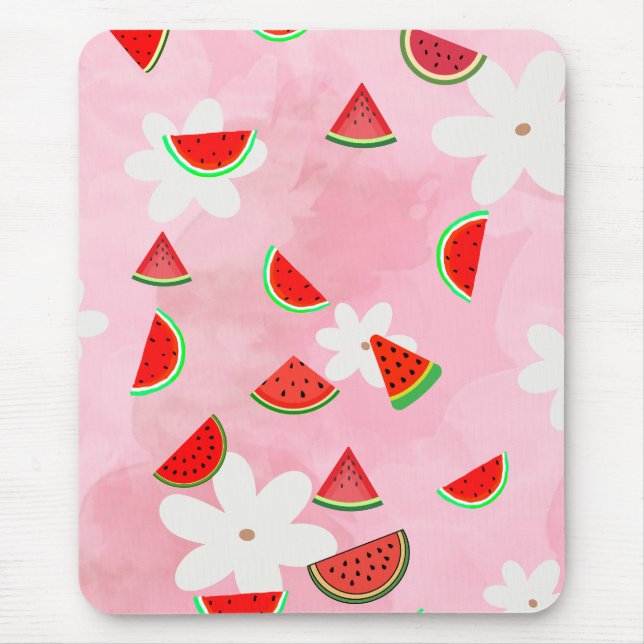 Watermelon Bloom - Fun Summer Floral Pattern" Mousepad (Vorne)