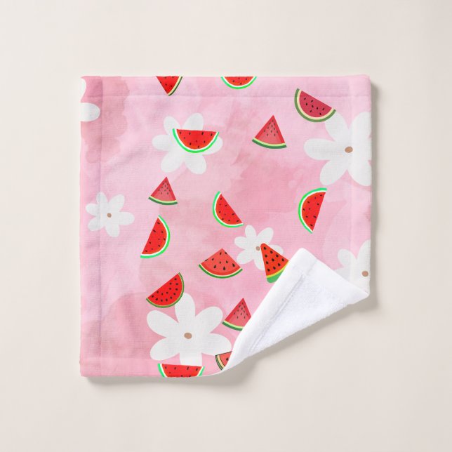 "Watermelon Bloom - Fun Summer Floral Pattern" Waschlappen (Waschlappen)
