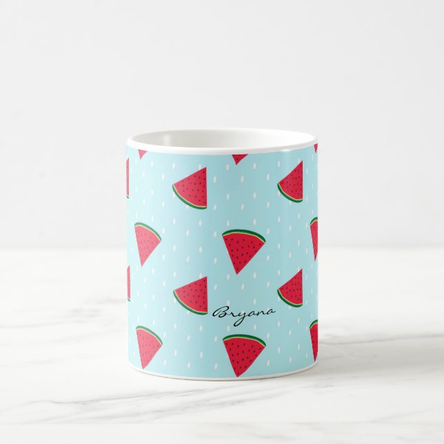 Watermelon Blue Fun Sommer Personalisierter Kaffee Kaffeetasse (Mittel)