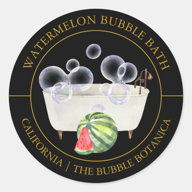 Watermelon Bubble Bath-Label Runder Aufkleber (Vorderseite)