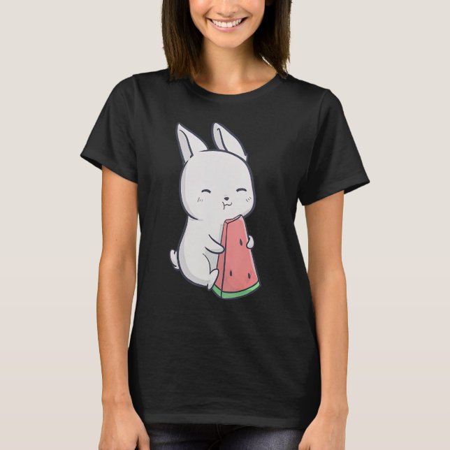 Watermelon Bunny Summer Frische Pasta machen T-Shirt (Vorderseite)