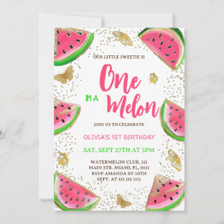 Watermelon Butterflies Girl 1. Geburtstag Einladung