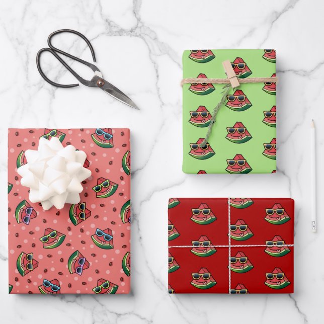 Watermelon-Cartoon-Musterpapiere Geschenkpapier Set (Vorderseite)