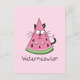 Watermelon Cat Funny Summer Postcard Postkarte