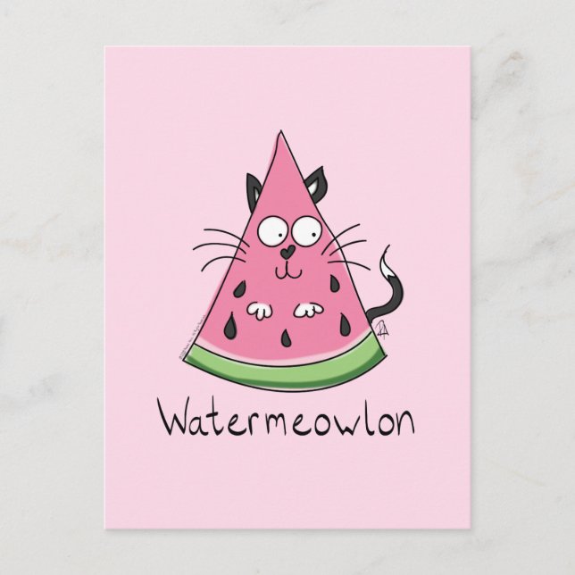 Watermelon Cat Funny Summer Postcard Postkarte (Vorderseite)