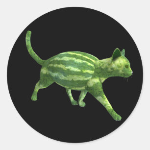 Watermelon Cat Runder Aufkleber
