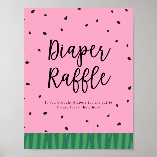 Watermelon Diaper Raffle Sign Poster (Vorne)