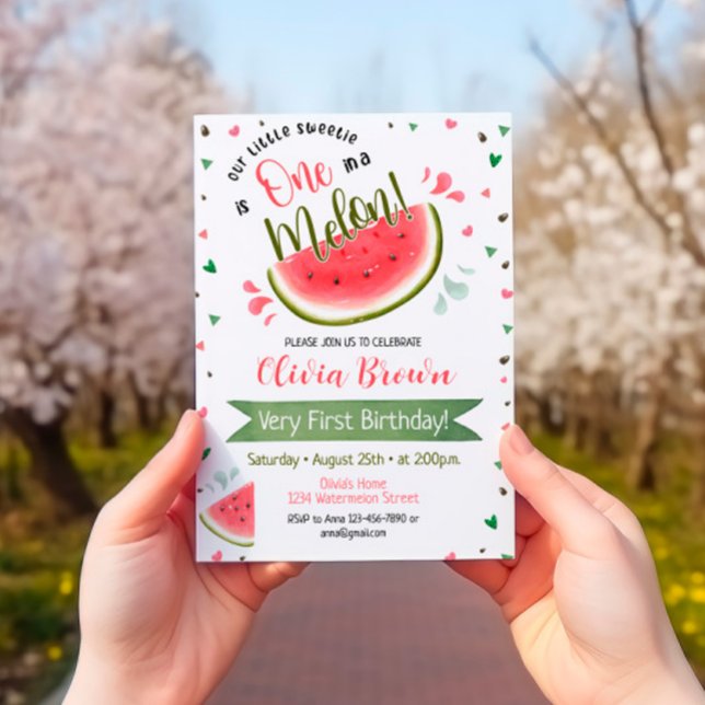 Watermelon Eins Geburtstag im Melon Einladung (Von Creator hochgeladen)