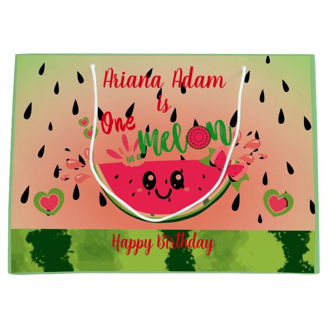 Watermelon Eins in einem Melon Girl's First Birthd Große Geschenktüte (Vorderseite)