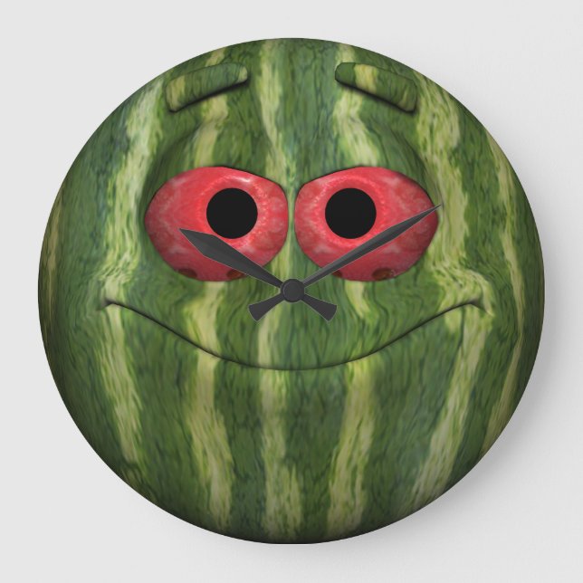 Watermelon Emoticon Große Wanduhr (Vorderseite)