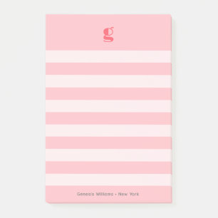 Watermelon Farbige Monogramm Name Groovy Streifen  Post-it Klebezettel