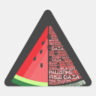 Watermelon Free Gaza Free Palestine Cloud Word Dreieckiger Aufkleber